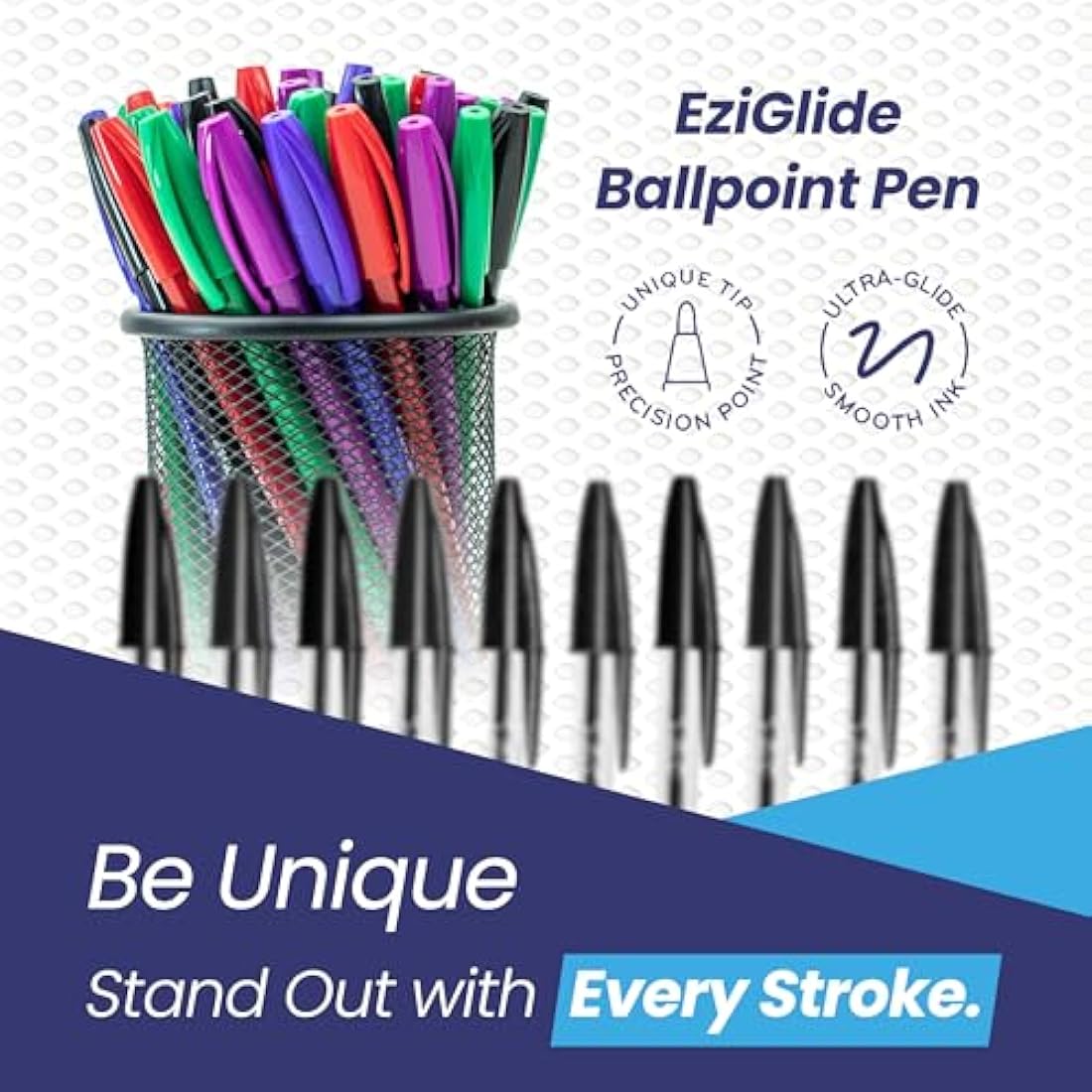 Eziglide 50-Pack Ballpoint Pen Set, Purple – Medium Point Nib (1.0mm) for Fine Ballpoint Precision & Easy Grip – Bulk Pens, Ideal for Home, Office, Work, Exams & School Supplies