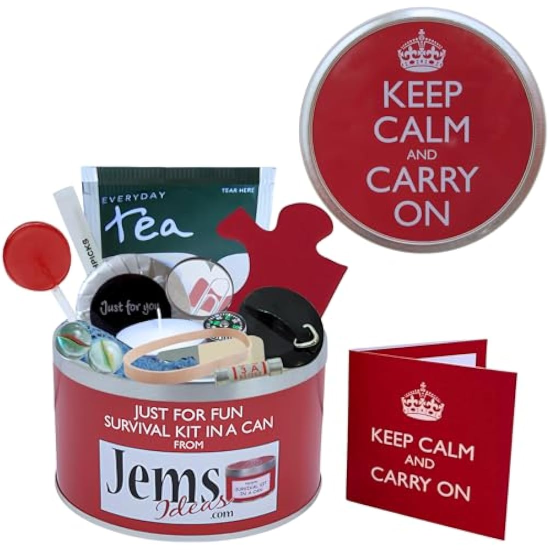 Keep Calm & Carry On Survival Kit In A Can. Humorous Funny Unique Birthday, Retirement, Christmas, New Year Novelty Present & Card Gift Set For A Teacher Mum Mate Son Daughter Parent Grandad