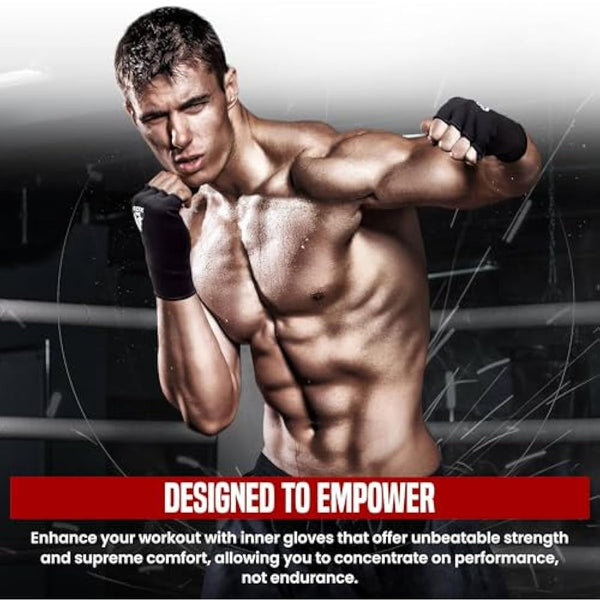 RDX Boxing Hand Wraps Inner Gloves for Punching - Half Finger Elasticated Bandages under Mitts Fist Protection - Great for MMA, Muay Thai, Kickboxing, Martial Arts Training, Combat Sports