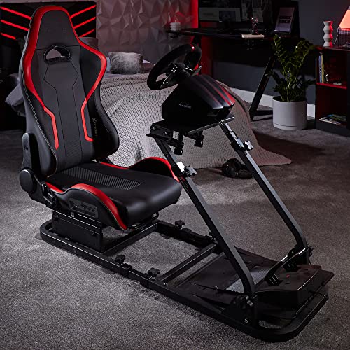 X-Rocker CHICANE Racing Sim Cockpit Racing Chair, Racing Rear Seat Frame for Steering Wheel Stands, Driving Simulation Chair with Adjustable Sliders and Adjustable Height for Racing Rig - BLACK