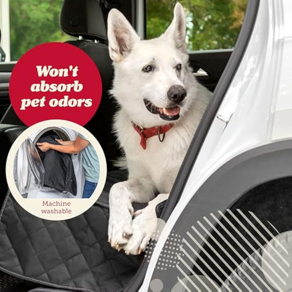 LUSSO GEAR Dog Car Seat Cover for Back Seat | Protects Back Seat From Scratches, Scuffs, Shedding, Mud, & More | 100% Waterproof | Non-Slip Cover Stays Securely in Place | Fits All Cars, Trucks & SUVs