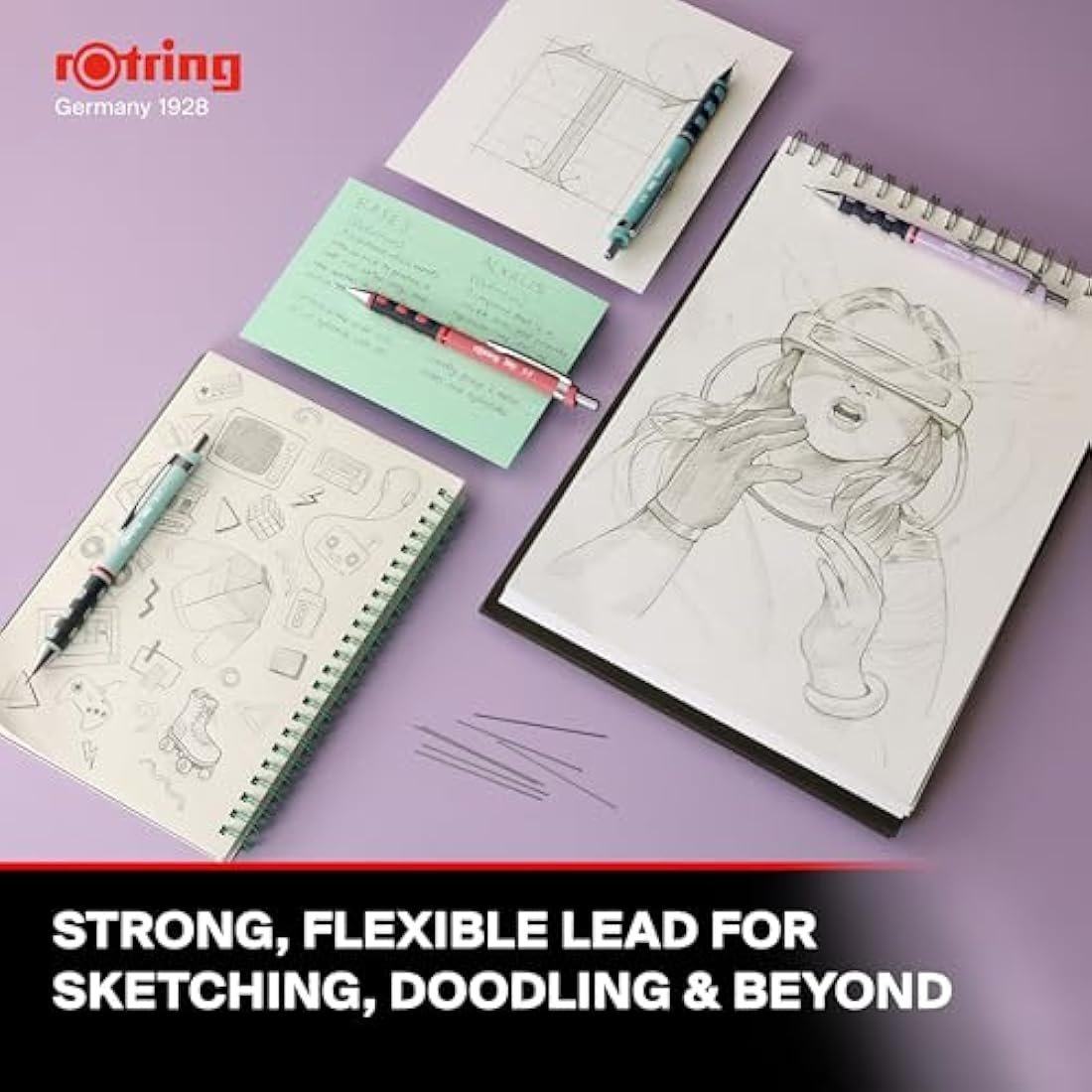 rOtring Tikky Pastel Mechanical Pencils | HB 0.7 mm | Opal Blue | with Comfort Rubber Grips | 12 Count