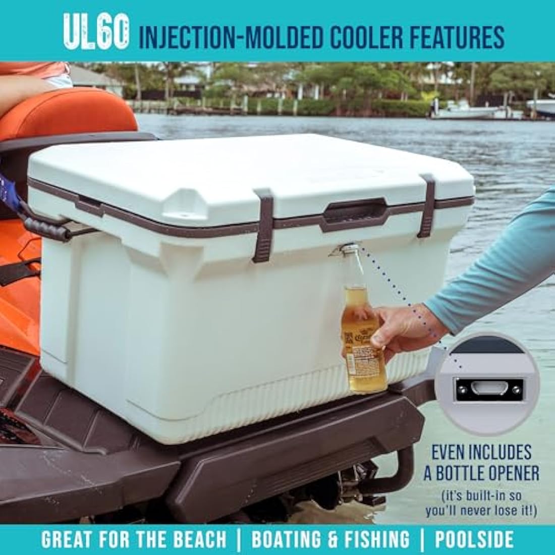 ENGEL Ultra-Light 56.8 L Cooler Box - Injection Molded Cool Box Large Enough for 80 Cans, Keeps Ice up to 7 Days, Camping Cooler Suitable for Picnics, Festivals, Beach & Travel, 75 x 45.7 x 43.2 CM