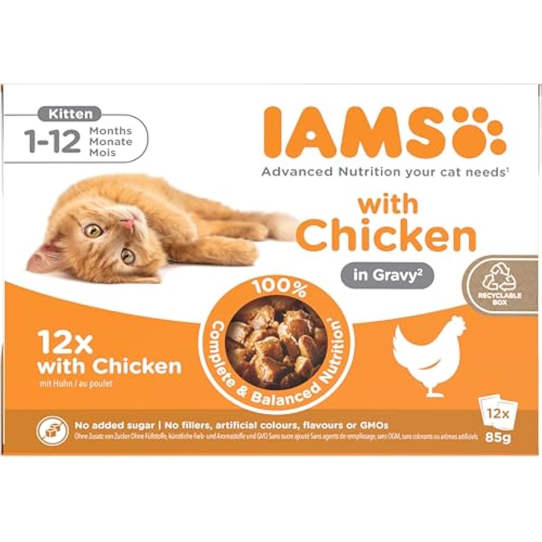 IAMS Kitten Wet Cat Food Chicken in Gravy 12 x 85g