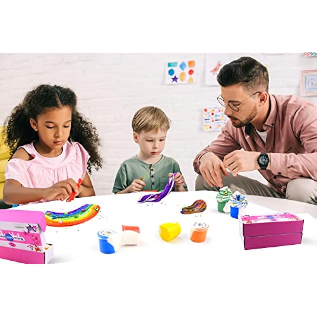 7 Pack Fluffy Butter Rainbow Slime, Non-Sticky and Soft for Boys, Scented Slime Party Favors, Birthday Gift, Stress Relief Toy for Kids