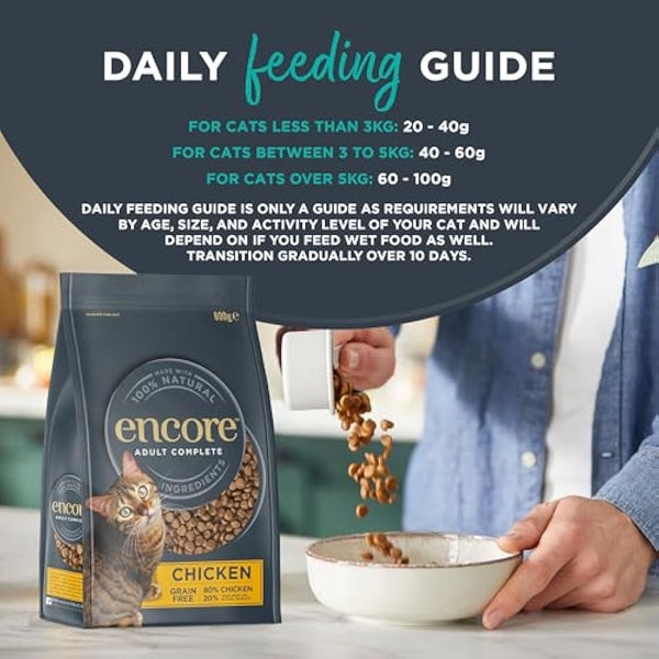 Encore High Protein Complete and Grain Free Dry Cat Food for Adult Cats, Chicken 2.4kg