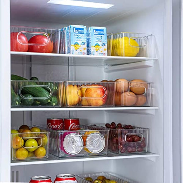 HNNJCK Fridge Organisers Set of 10, Clear Fridge Storage Containers, Multifunctional Kitchen Cupboard Organiser, Refrigerator Storage Bins for Kitchen, Pantry, Cabinet - BPA Free