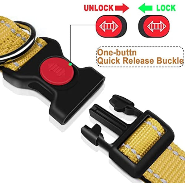 Dog Collar, Reflective Adjustable Basic Dog Collar with Soft Neoprene Padding, Durable Nylon Pet Collars for Puppy Medium Dogs