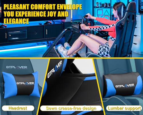 GTPLAYER Racing Simulator Cockpit with Seat, Sim Racing Cockpit Multi-function Adjustable Gaming Wheel Stand for G25 G27 G29 G920 G923 T300 PS5 PS4 Xbox, Without Wheel, Shifter & Pedals