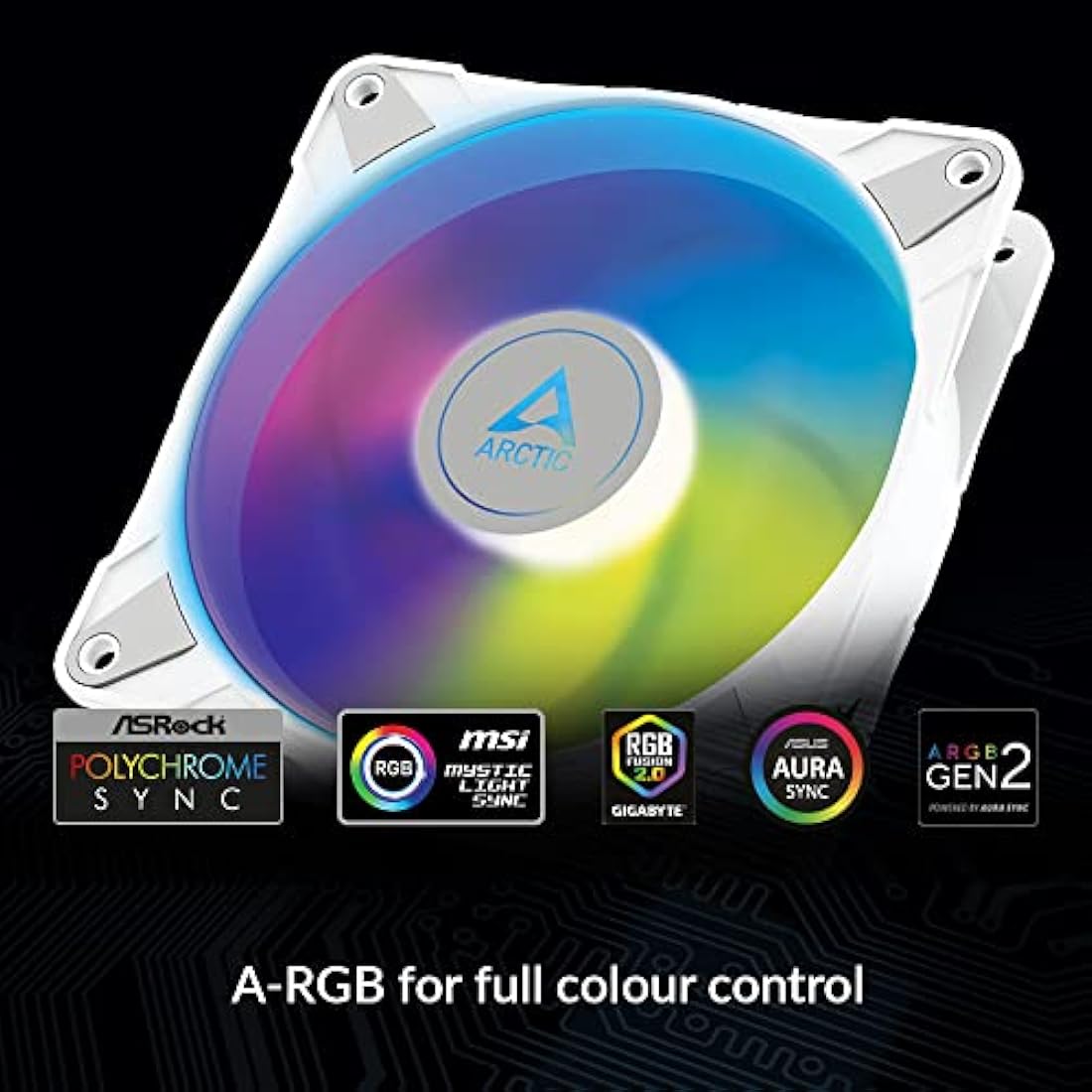 ARCTIC P12 PWM PST A-RGB (3 Pack) - PC Fan, 120mm Fan, PC Case Fan, Optimized for static pressure, Semi-passive: 200-2000 rpm (0 rpm <5%), 5V 3 pin ARGB LED - White