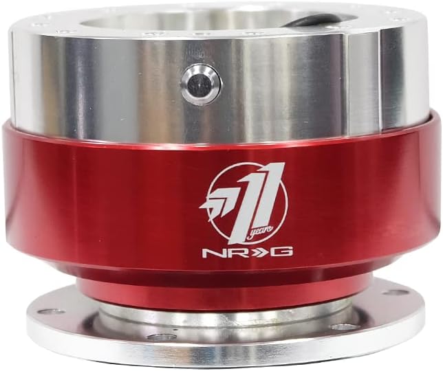 NRG Innovations NRG-SRK-100RD Gen 1.0 RACE 6-HOLE Steering Wheel Quick Release Adapter With Mounting Bolts, Quick Release Black Body/Red Chrome Ring