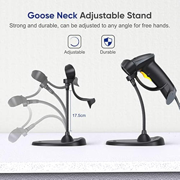 Eyoyo Handheld 2D Barcode Scanner with Gooseneck Stand, Automatic USB Wired QR Code Scanner Bar Code Reader Support Screen Scanning for PC POS System Library Store Supermarket Check-Out, Inventory…
