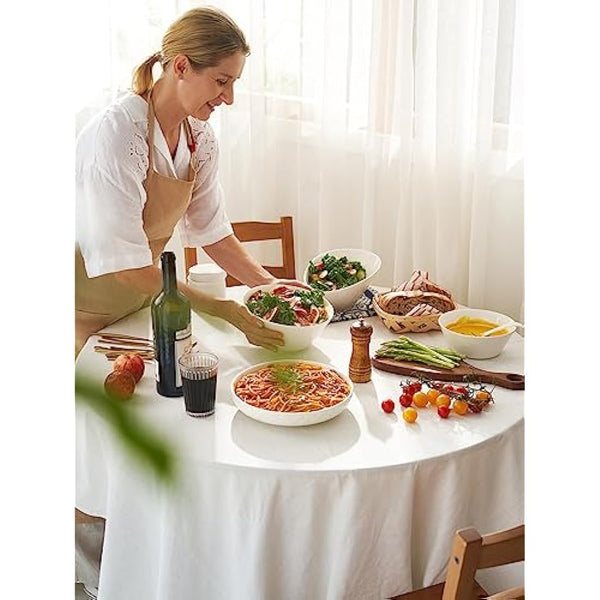 DOWAN Ceramic Soup Bowls,Φ18cm Bowl Set, 950ml Large Cereal Bowls for Kitchen, White Ramen Bowl for Noodle, Porcelain Salad Bowls Set of 4 for Salad, Fruit, Dishwasher and Microwave Safe