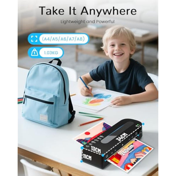 MAXDONE A4 Laminator Laminator Machine - Thermal and Cold A4 Laminators Machine with 10 Laminating Pouches, Laminating Machine 80-125 Mic and 90-s Warm Up A4/A5/A6 for School Home (Black)