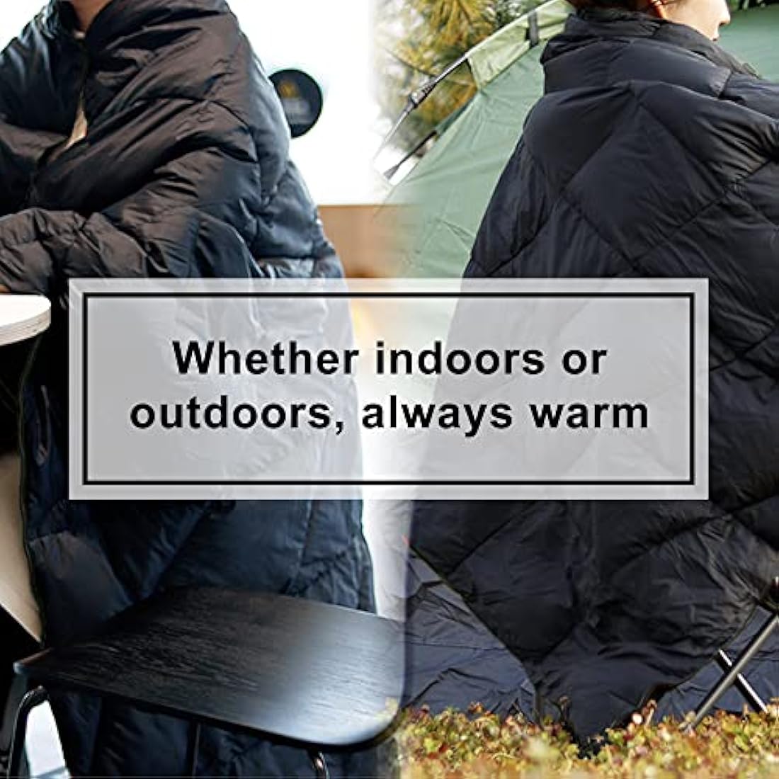 4Monster Camping Blanket Packable, Camping Quilt, Insulated Blanket Hammock Quilt, Camping Blanket for Cold Weather, Picnic, Hiking, Airplane, Travel, Beach, Stadium, Outdoor Gear, Black, L