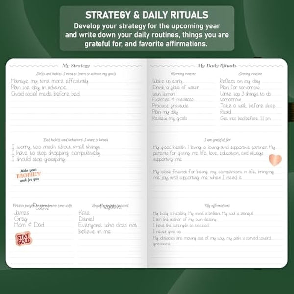 GoGirl Weekly Schedule Planner – Hourly Work & Life Planner with Time Slots – Vertical Agenda Organizer for Daily Productivity, A5 (Forest Green)