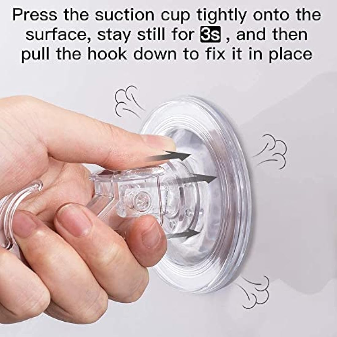 Elegear Suction Hooks for Bathroom, 3Kg Heavy Duty Plastic Strong Vacuum Suction Cup, Reusable Sucker Hook for Shower Kitchen Window Front Door Hanging Towel Caps Bags Coats Xmas Wreath, 2 Pack, Clear