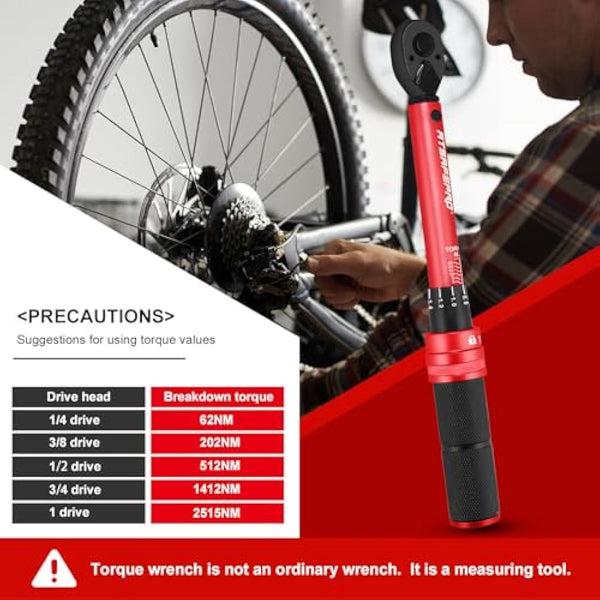 ATsafepro Torque Wrench 1/4",Bike Torque Wrench 3-25Nm Drive Click High Precision Repair Spanner for Bicycle Maintenance Kit for Road and Mountain Bikes Two-Way Ratchet