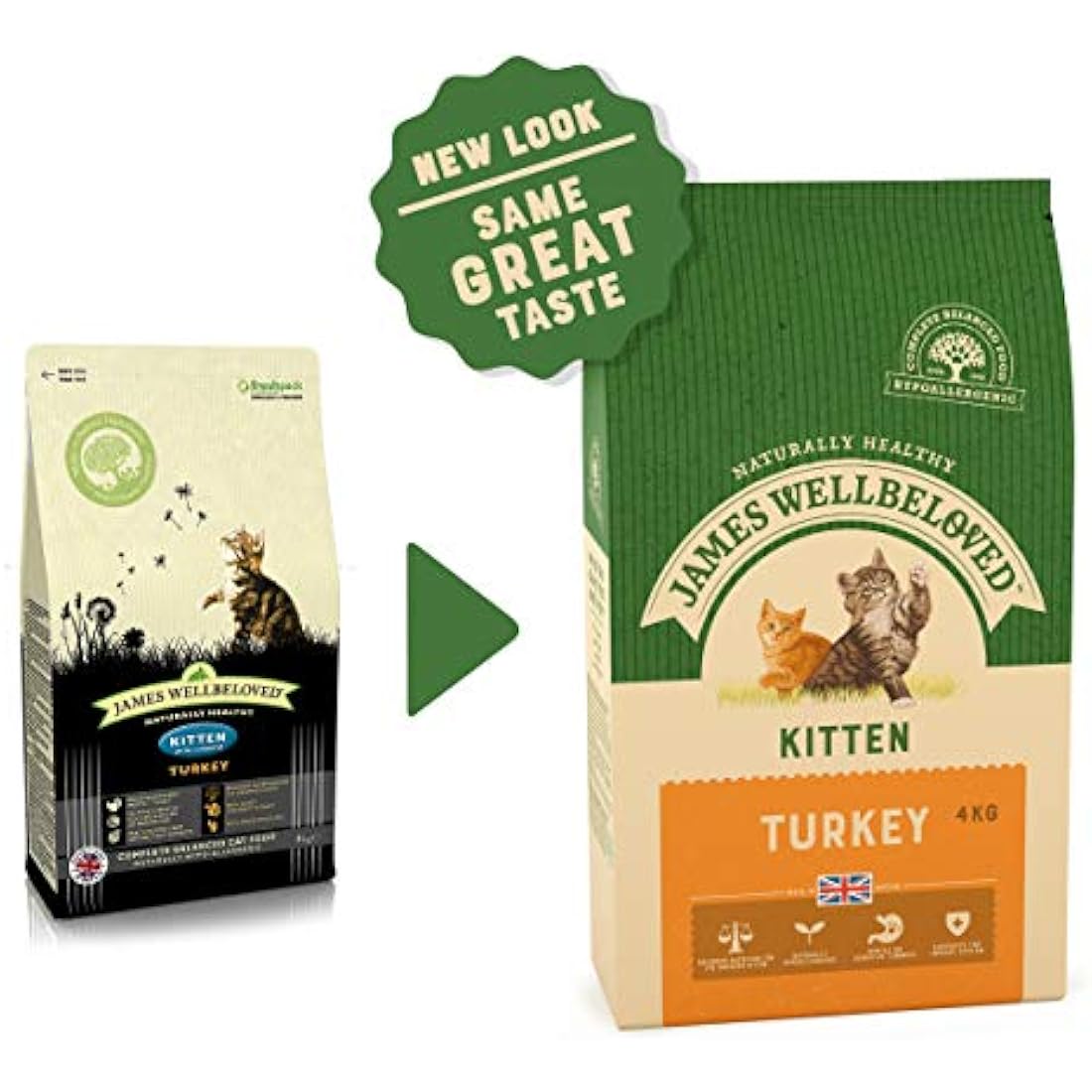 James Wellbeloved Kitten Turkey 4 kg Bag, Hypoallergenic Dry Cat Food