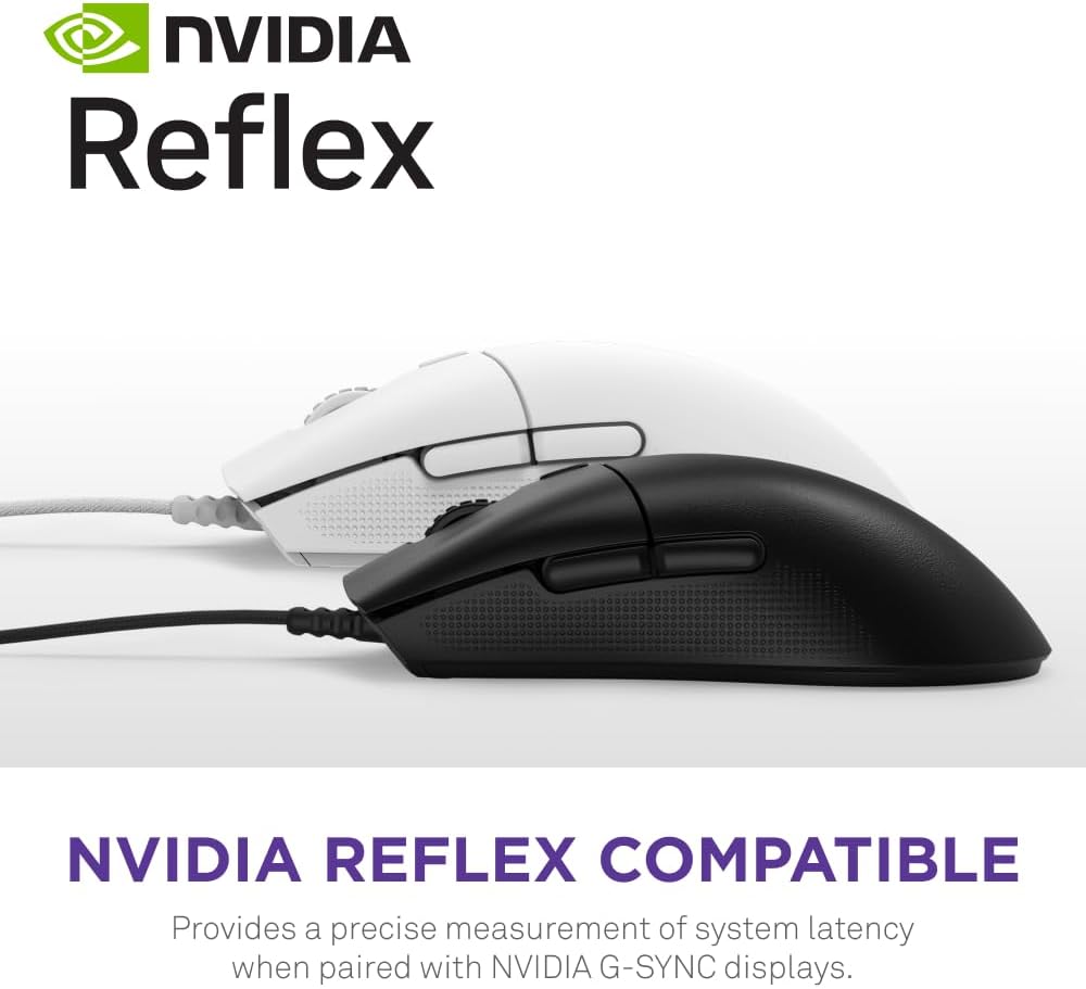 NZXT Lift 2 Ergo | Lightweight Ergonomic Wired Gaming Mouse | Lightweight 61 g Design | 8K Polling Rate | Optical Switches | 26K DPI Optical Sensor | 100% PTFE Feet | Black