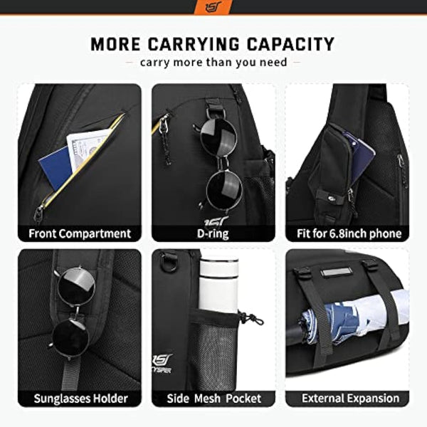 SKYSPER Sling Laptop Bag (Up to 13 Inch) - 18L Crossbody Sling Backpack Travel Shoulder Bag Hiking Daypack for Men Women