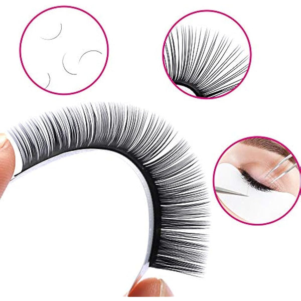 Fadlash Individual Classic Eyelash Extension 0.07mm D Curl 8-14mm Mixed Tray 1:1 Matte Black Professional Classic Individual Lashes
