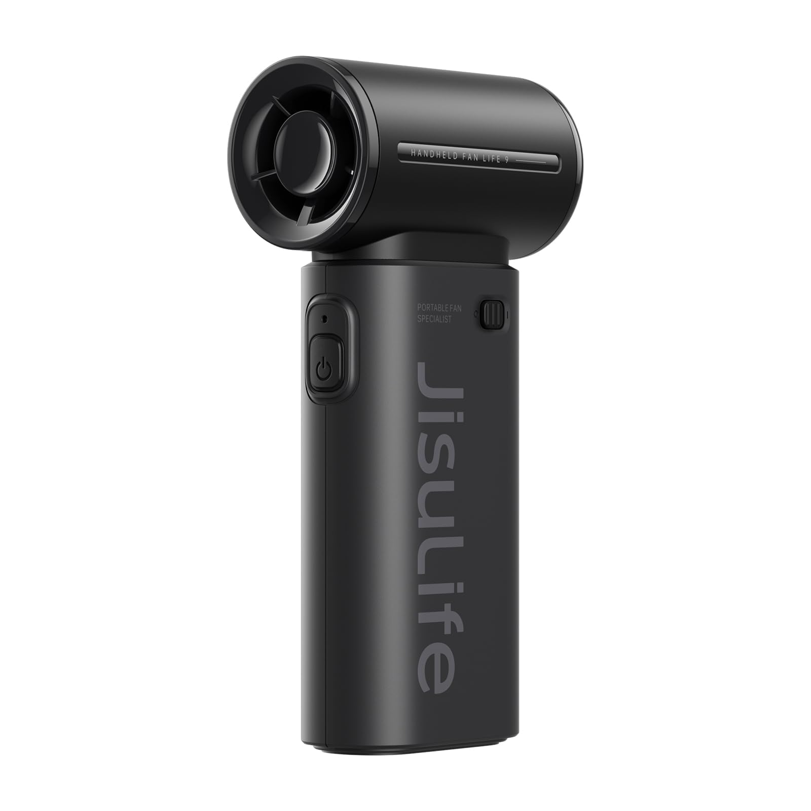 JISULIFE Portable Handheld Fan Life9, Turbo Power High Speed Air [18H Max Cooling Time], 5 Gear Wind, 5000mAh Rechargeable, Mini Pocket Design, Personal Fan for Travel Concerts Camping Makeup - Black