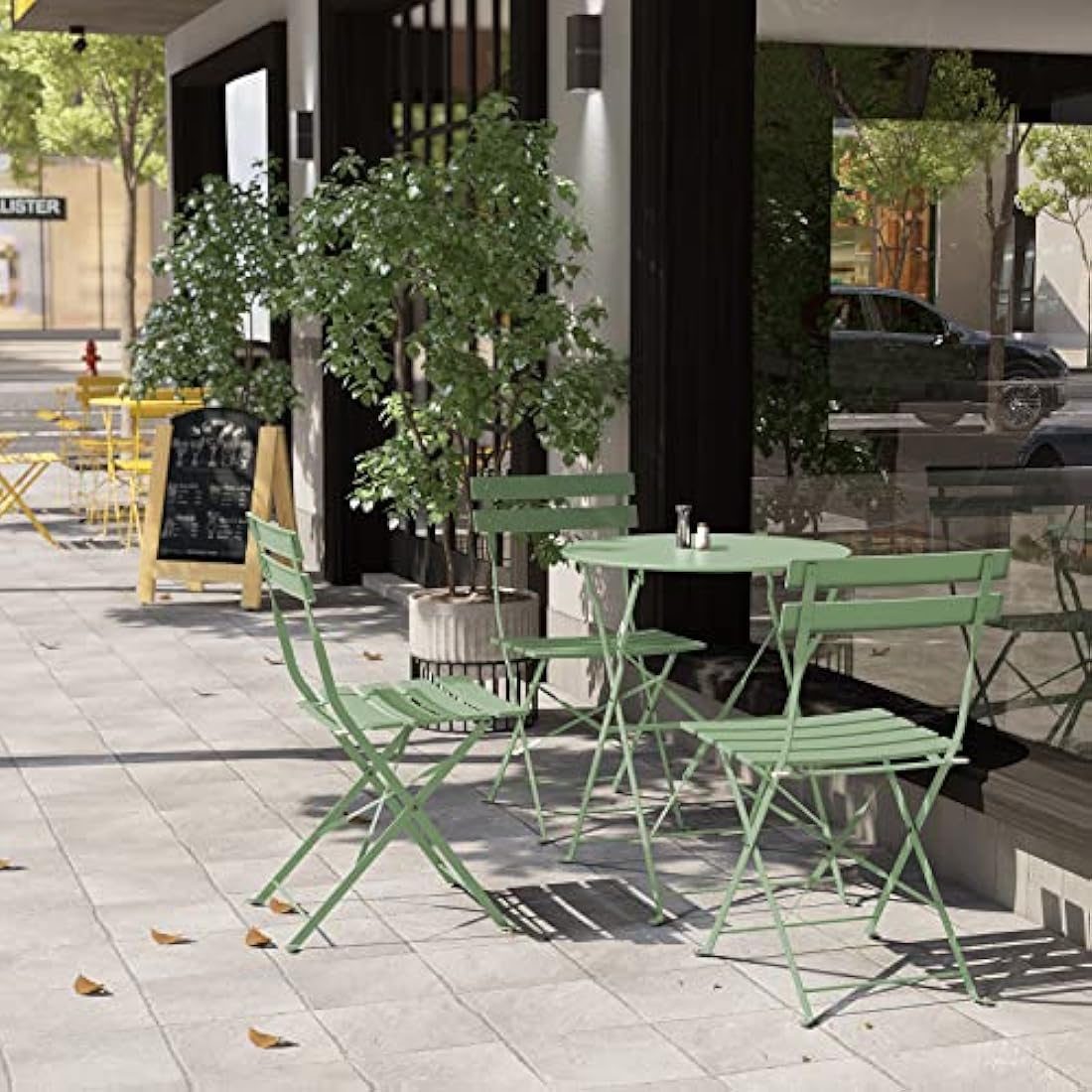 Grand patio Folding Bistro Set 3 Pieces, Conversation Set, Folding 2 Chairs and 1 Table, Weather Resistant, Patio Table Chairs for Balcony,Yard, Garden (Sage Green)