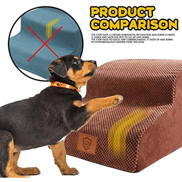 Masthome Dog Steps for Bed, 2-Step High-Density Foam Dog Ramp, Non-Slip Pet Stairs for Small Dogs and Cats, 40x40x30cm