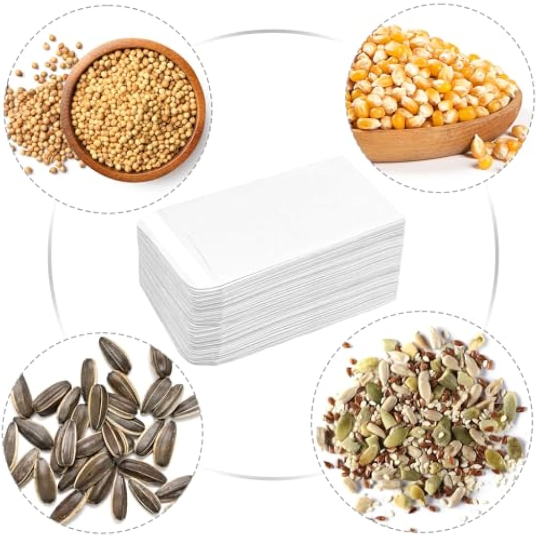 100Pcs Small White Envelopes, Self-Adhesive Seed Envelopes Seed Packets Kraft Paper Coin Envelopes Money Envelopes for Wages, Seeds, Coins, Beads or Stamps(10x6cm/3.9x2.4inch)