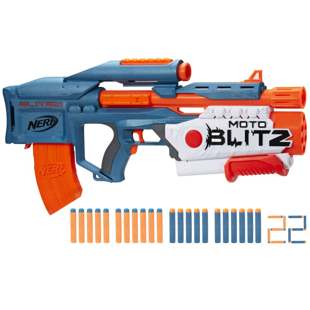 Nerf Elite 2.0 Double Punch Motorised Dart Blaster Toy For Kids | Rapid Alternating Barrels | with 50 Elite Foam Darts | Double Clip Blasting | Outdoor Games Gift Idea for 8+ Year Old Boys and Girls
