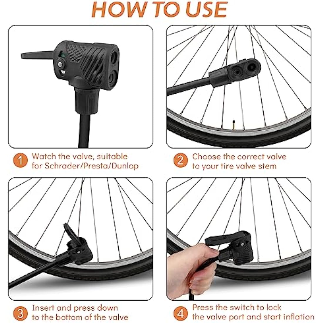 Jsdoin Bike Pump, High Performance Bicycle Floor Pump with Dual Presta and Schrader Valves, Bike Pumps with Pressure Gauge for Road Foot Bike, MTB, and Sports Balls