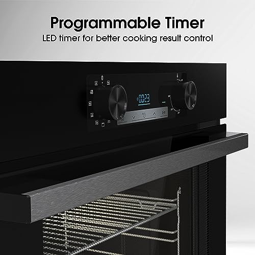 Hisense BI64211PB 77 Litre Built In Electric Single Oven With Pyrolytic Cleaning, Pizza Mode, Multiphase Cooking- Black 22x23x23 inches (LxWxH) - A+ Rated, Extra Large