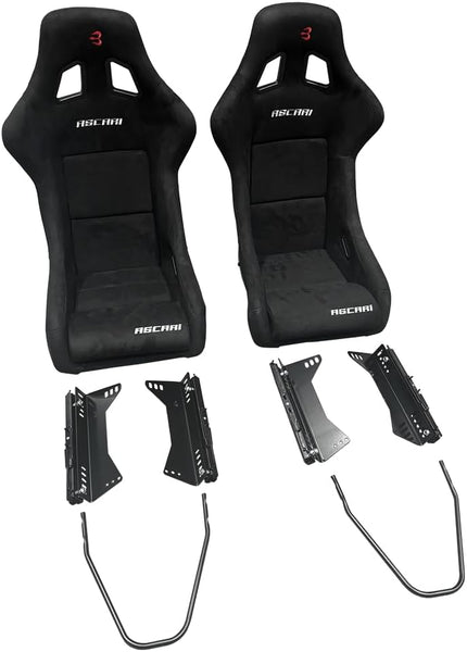 Set of Barbarian Fixed Bucket ASCARI Racing Seats for 3-Series E36 (all models) BMW, Black Suede, Track, Race, Drift