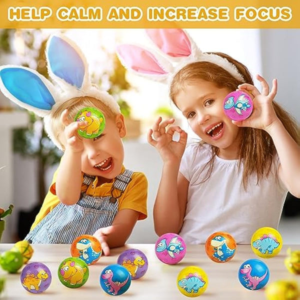 Ainiv Squeeze Stress Balls, 12pcs Relief Ball, Sensory Ball for Kids and Adults, Hand Exercise Toys Anxiety, Fidget, Tension, Manage Anger-Dinosaur (F5-3605068)
