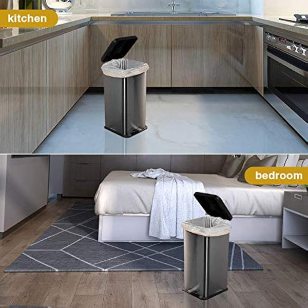 blkk Bin Bags Heavy Duty Bin Liners 50L Swing Bin Liners Strong Pedal Drawstring Bin Bags with Tie Handle Unscented (5 Rolls, 100 Counts in All)