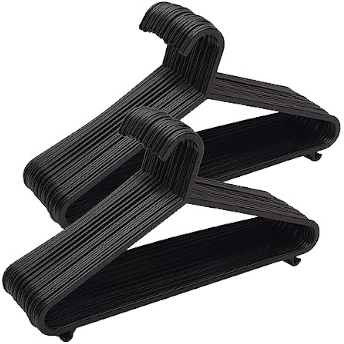 KAPCO Black Plastic Clothes Hangers – 50 Pack Strong Adult Coat Hangers for Wardrobe Organisation, Durable Hanger with Trouser Bar & Hooks, Space Saving, Slim for Clothes Rail & Storage | Bulk Buy