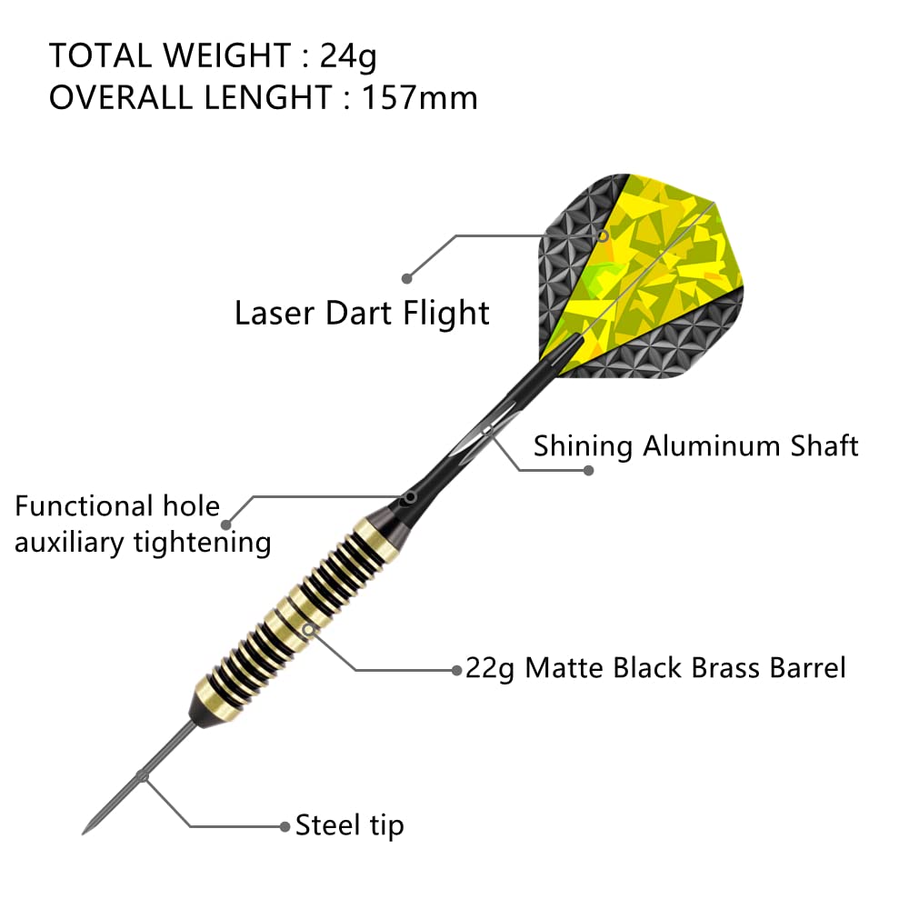 Steel Tip Darts Set,3 Pack Professional Dart with Aluminum Shafts and Darts Case