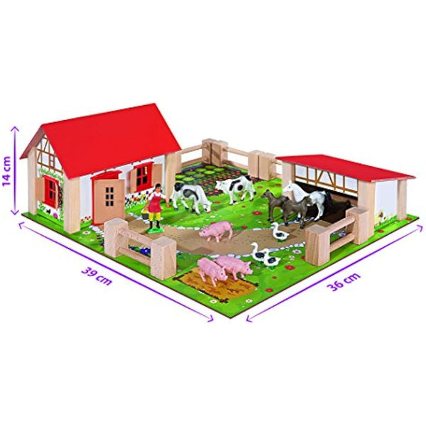 Eichhorn Liitle Farm Wooden Toy Set (21-Piece, Multi-Colour)