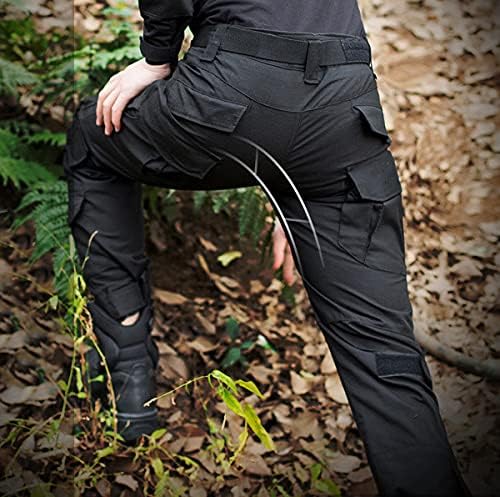 JOYASUS Men's Tactical Combat Trousers with Knee Pads, Ripstop Multi-Pocket Airsoft Paintball Pants for Outdoor Hiking Hunting, Durable Cargo Work Trousers
