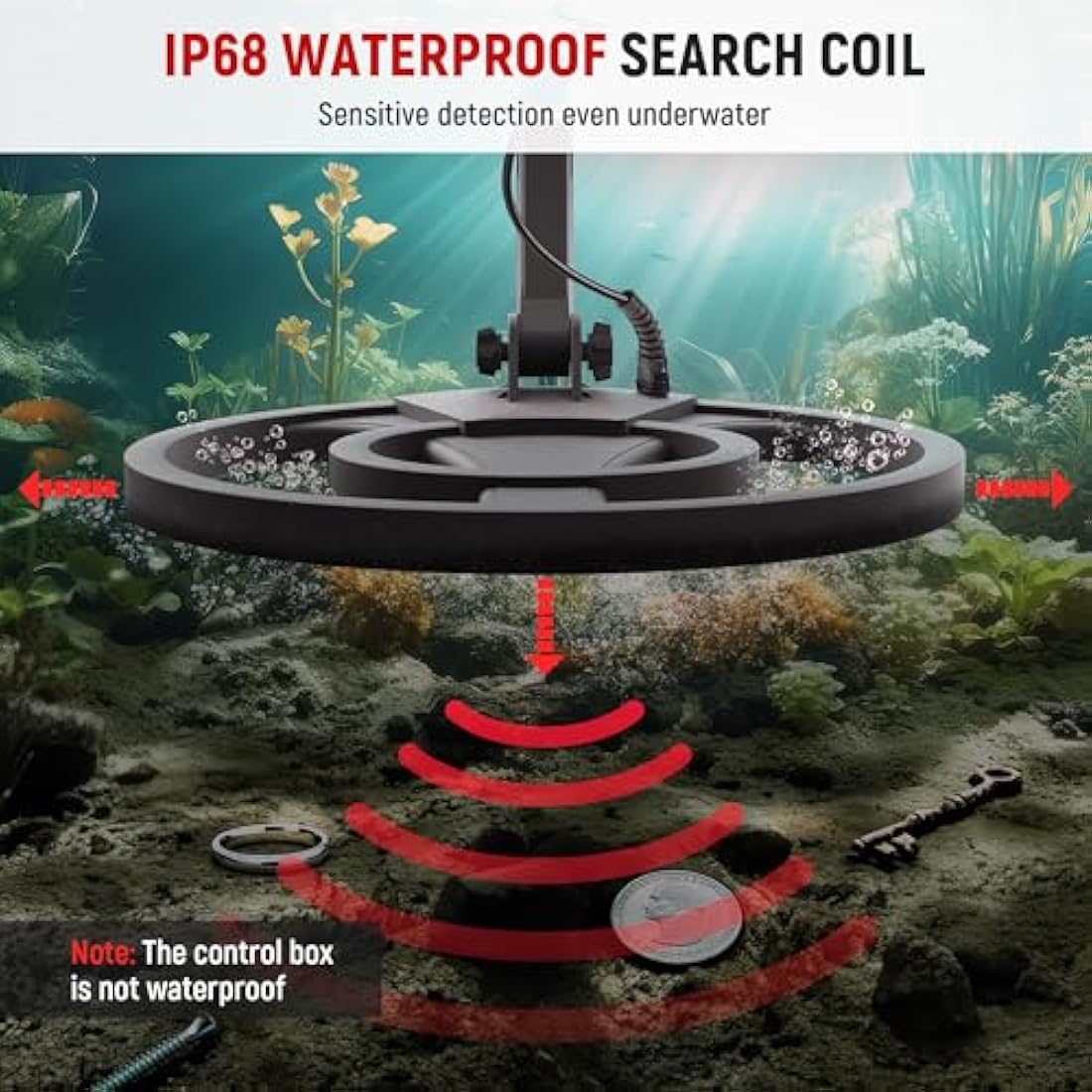 KAIWEETS Metal Detector Professional, Collapsible Metal Detectors for Adults, 6 Detection Modes High Accuracy Pinpoint,11.8IN IP68 Waterproof Coil with Advanced DSP Chip,Headphones, Shovel