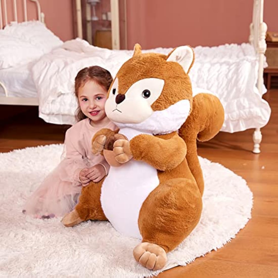 IKASA Giant Squirrel Stuffed Animal Plush Toy,60cm Large Cute Jumbo Soft Toys,Huge Big Size Fluffy Plushy Fat Gigantic Plushie,Gifts for Kids