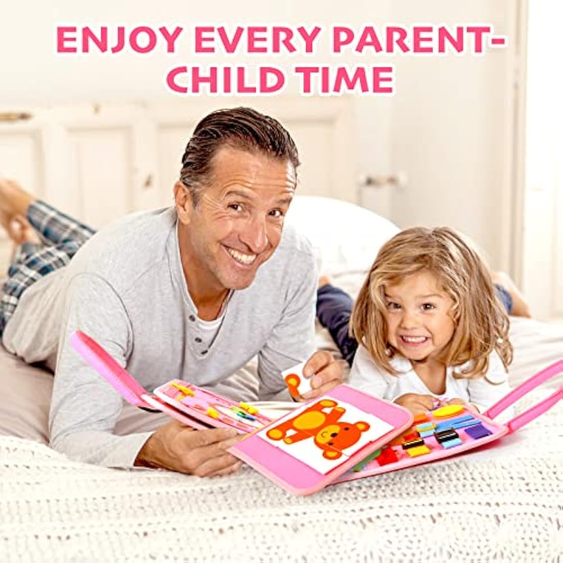 Hooku Busy Board for Toddlers, Montessori Toys 2 Year Olds, Learning Baby Sensory 1 Old, Fine Motor Skills Toys, Toddler Travel Girl Boy Gifts (TY004)