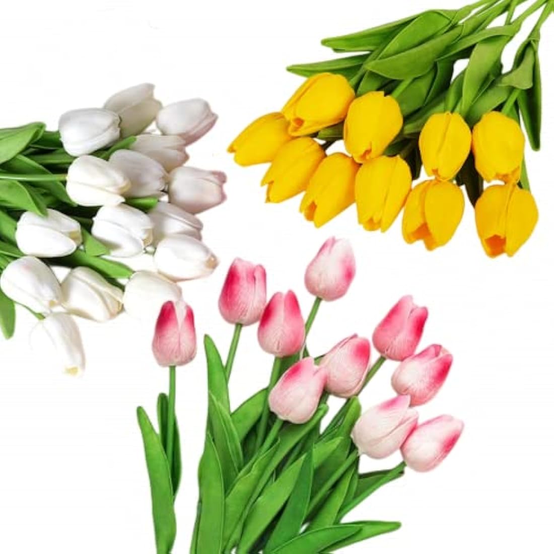 Siganorpy 10 Pcs Artificial Tulips Flowers Fake Flowers Latex Tulips Real Touch for Party Home Wedding Decoration Room Wedding Home Decor (Yellow)