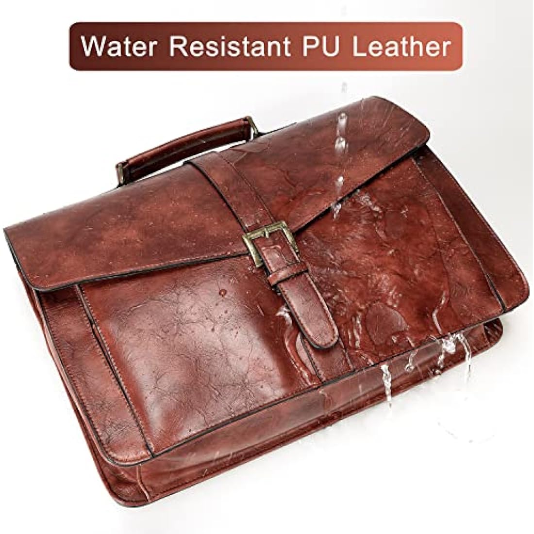 Estarer Leather Laptop Bag 17-17.3 Inch Mens Large Satchel Briefcase Shoulder Bag for Work Business Travel Brown