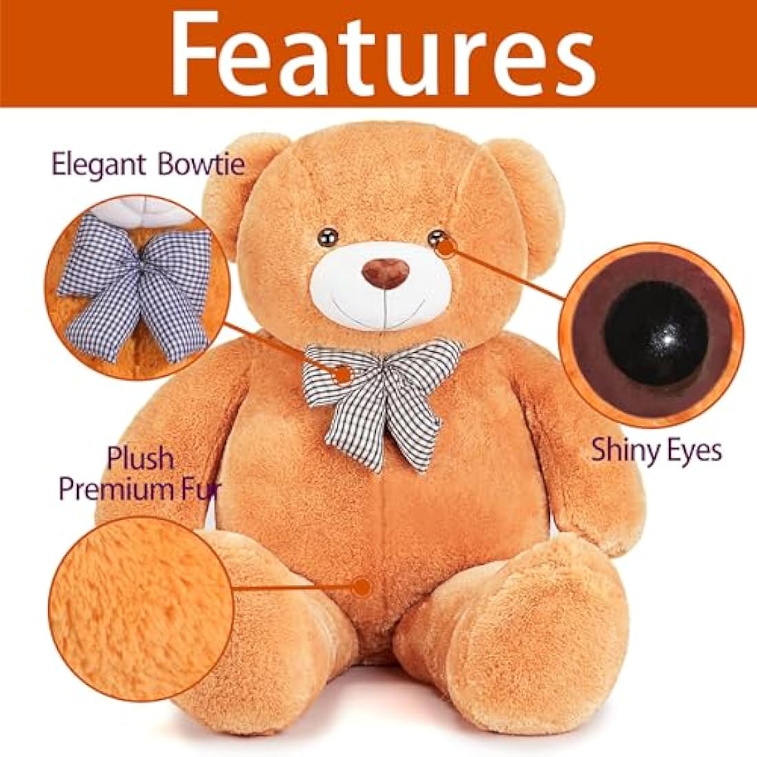 IKASA Giant Teddy Bear Soft Toys Stuffed Animals (78cm, brown)