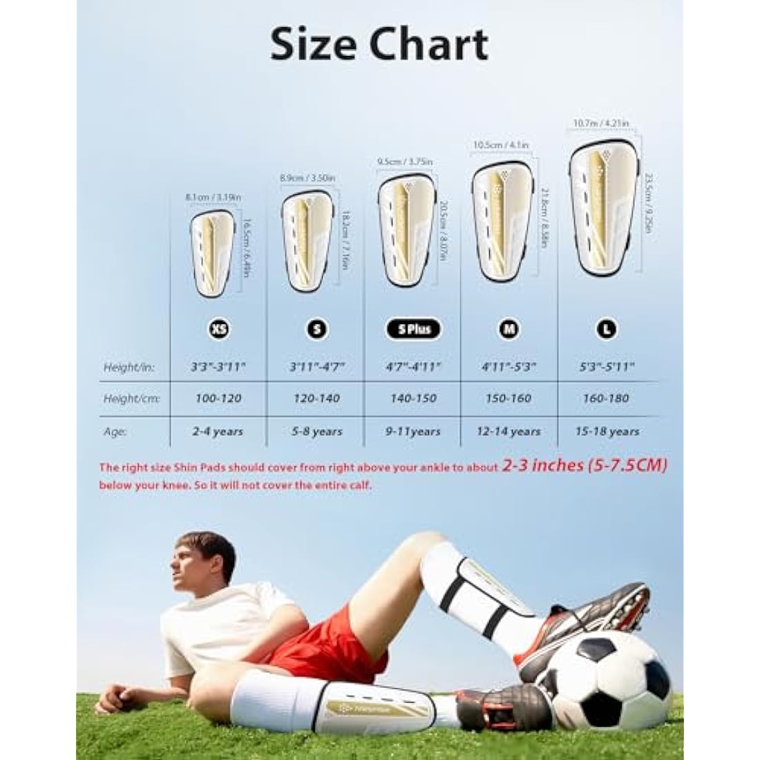 AirsFish Shin Pads Boys CE Certified Kids Football Shin Guards Breathable Non Slip Extended Adjustable Straps Lightweight Soccer Shin Pads for Boys Girls Teens Leg Calf Protective