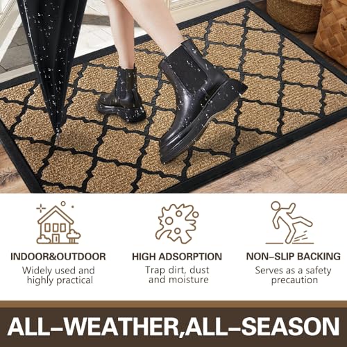 Qingbei Rina Outdoor Mats for Front Door,80x120cm Heavy Duty Front Door Mat Outside Non Slip Washable,Entrance Door Mats,Waterproof Rubber Back Door