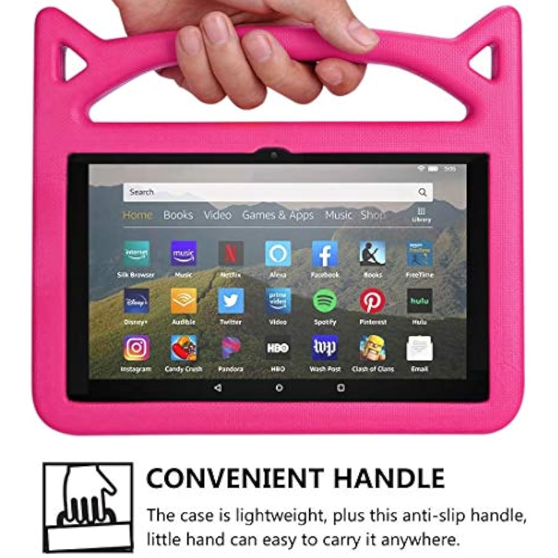 Fire HD 8 tablet Case,All-New Fire HD 8 Plus Tablet Case for Kids (12th/10th Generation,2024/2022/2020 Release),DJ&RPPQ Light Weight Shock Proof Handle Friendly Stand Kids Proof Protective Cover-Pink