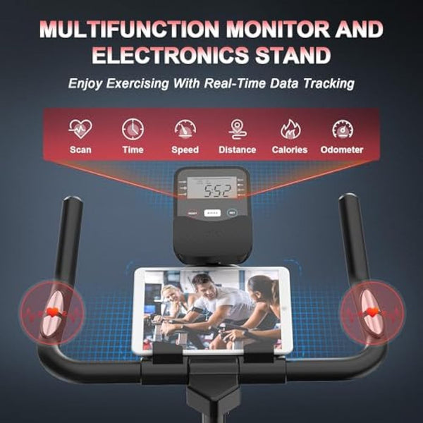 Dripex Exercise Bike for Home Use ,Super Quiet Magnetic Resistance Indoor Cycling Stationary Bike With LCD Momitor & Tablet Holder, Gym Bike for Home Training Cardio,150kg Capacity
